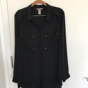 H&M Black Blouse with Gold Accents Size 18